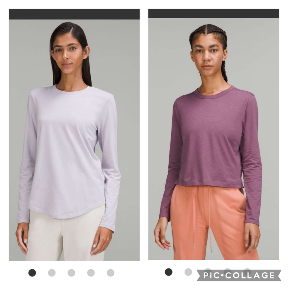 Lululemon 2x long sleeves; Love-faint lavender, Classic-Fit Cotton-Blend- purple
